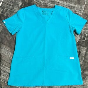 Medium Teal Figs Casma Three Pocket Scrub Top